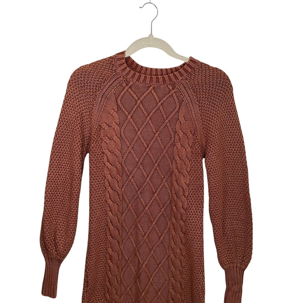 American Eagle XS Petite Rust Brown Cable Knit Cotton Sweater Tunic Cottagecore